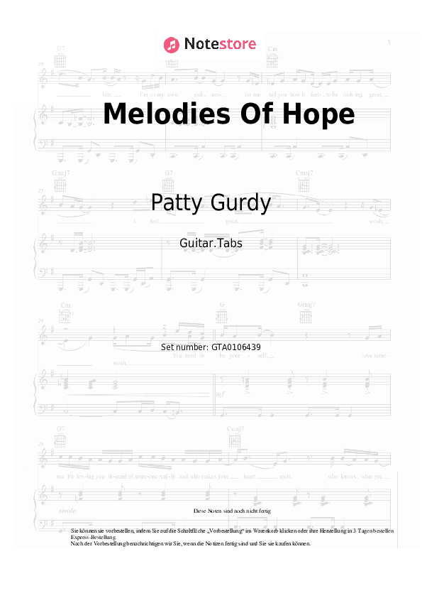 Tabs Patty Gurdy - Melodies Of Hope - Gitarre.Tabs