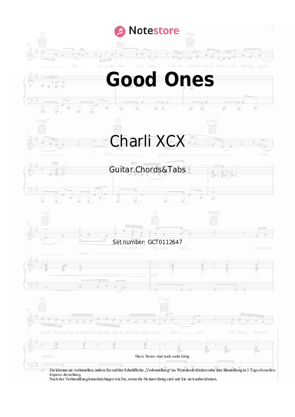 Akkorde Charli XCX - Good Ones - Gitarren.Akkorde&Tabas
