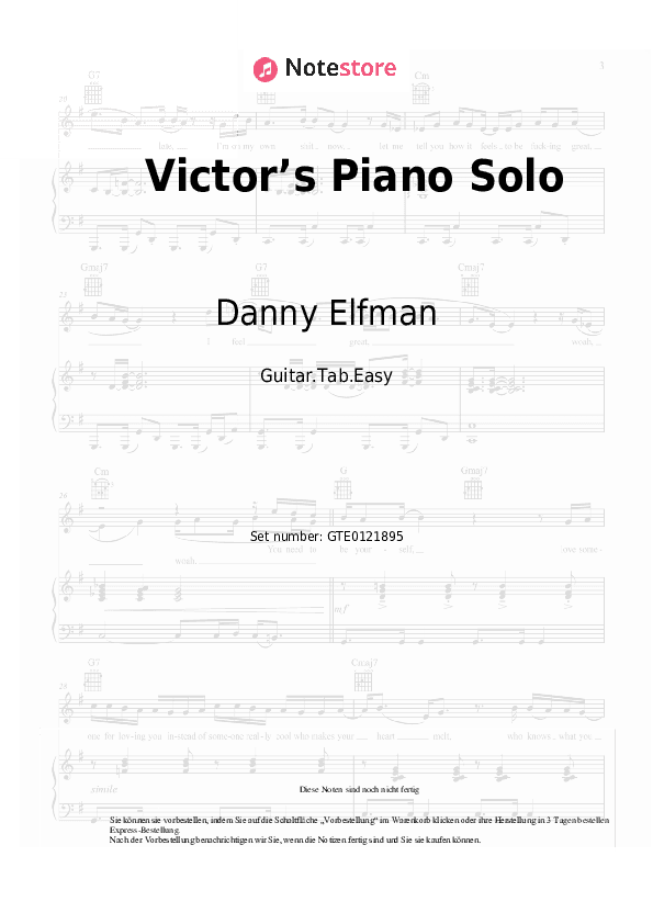 Einfache Tabs Danny Elfman - Victor’s Piano Solo - Gitarre.Tabs.Einfach