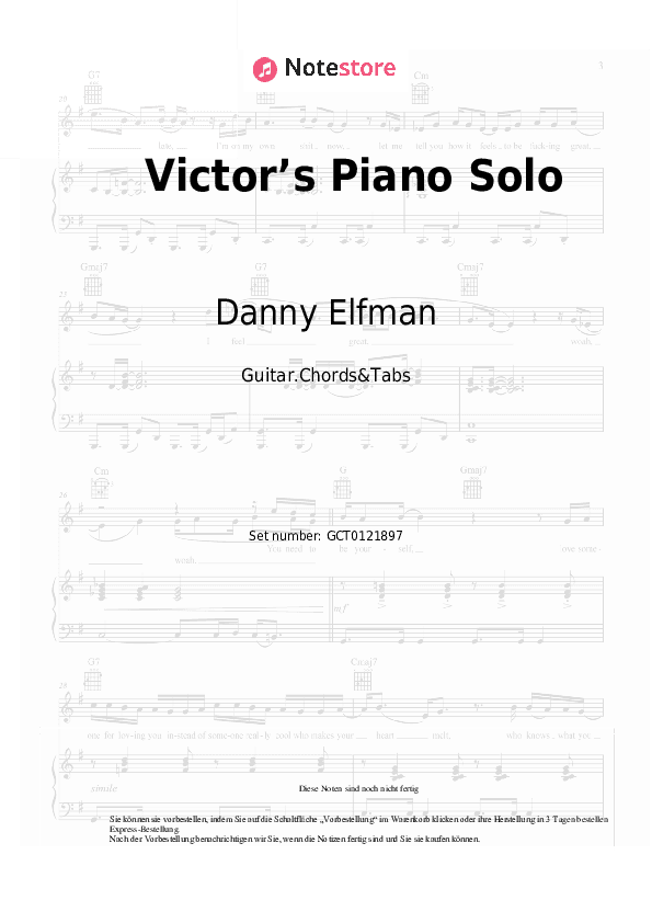 Akkorde Danny Elfman - Victor’s Piano Solo - Gitarren.Akkorde&Tabas