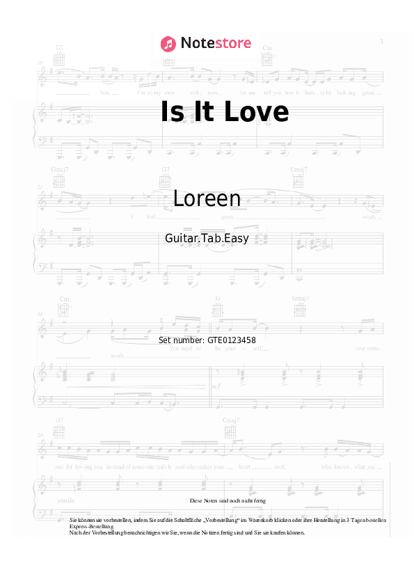 Einfache Tabs Loreen - Is It Love - Gitarre.Tabs.Einfach