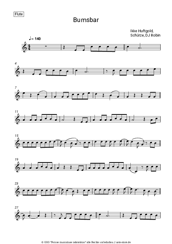 Noten Ikke Huftgold, Schürze, DJ Robin - Bumsbar - Flöte