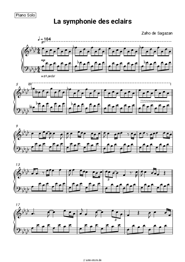 Noten Zaho de Sagazan - La symphonie des éclairs - Klavier.Solo