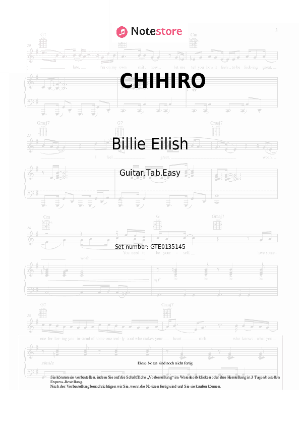 Einfache Tabs Billie Eilish - CHIHIRO - Gitarre.Tabs.Einfach