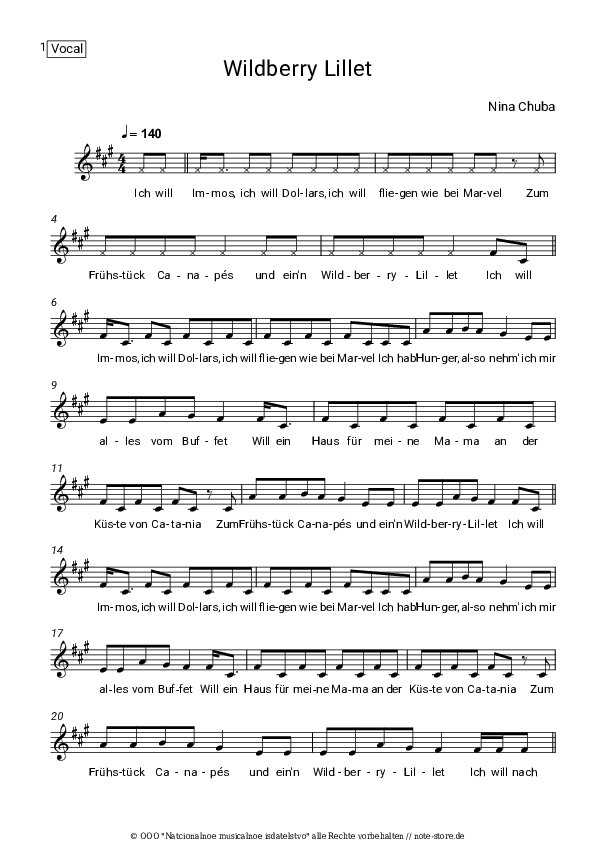 Noten Nina Chuba - Wildberry Lillet - Gesang