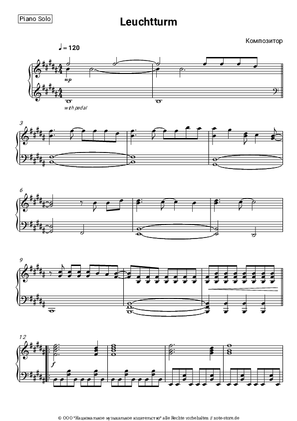 Noten Nena - Leuchtturm - Klavier.Solo
