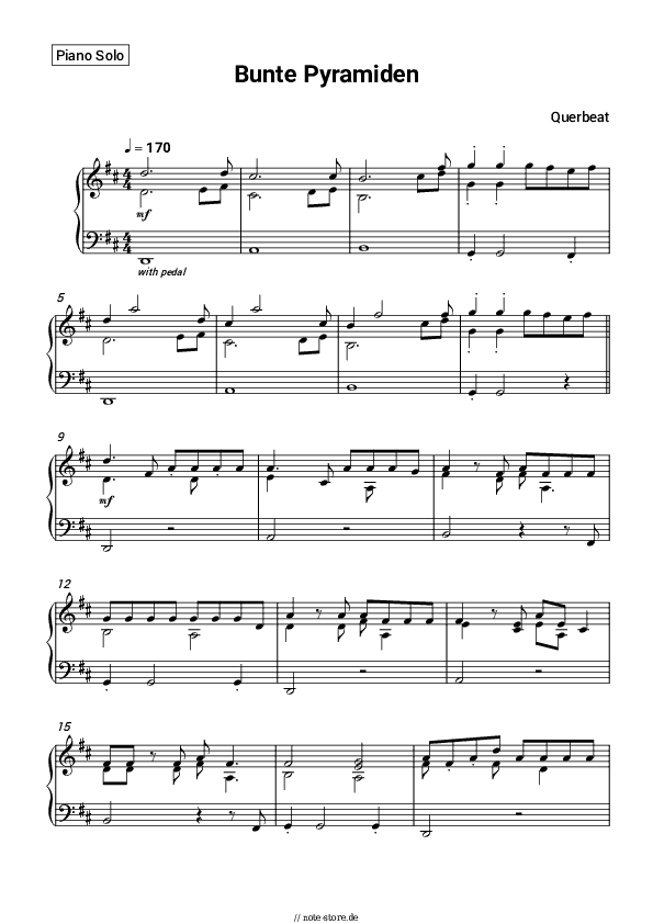 Noten Querbeat - Bunte Pyramiden - Klavier.Solo