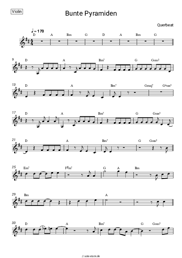Noten Querbeat - Bunte Pyramiden - Violine