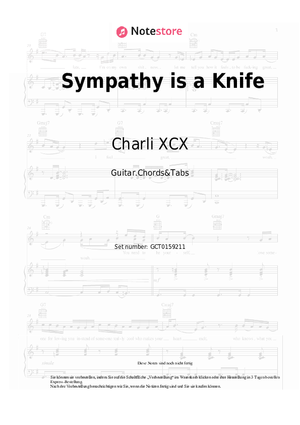 Akkorde Charli XCX, Ariana Grande - Sympathy is a Knife (Remix) - Gitarren.Akkorde&Tabas