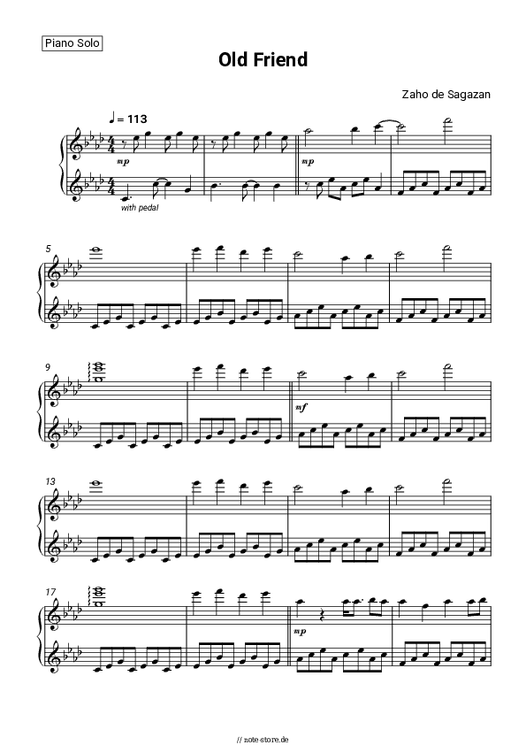 Noten Zaho de Sagazan, Tom Odell - Old Friend - Klavier.Solo