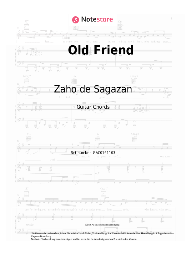 Akkorde Zaho de Sagazan, Tom Odell - Old Friend - Gitarre.Akkorde