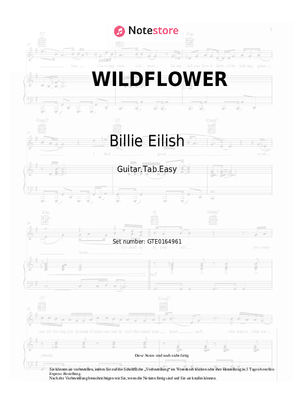 Einfache Tabs Billie Eilish - WILDFLOWER - Gitarre.Tabs.Einfach