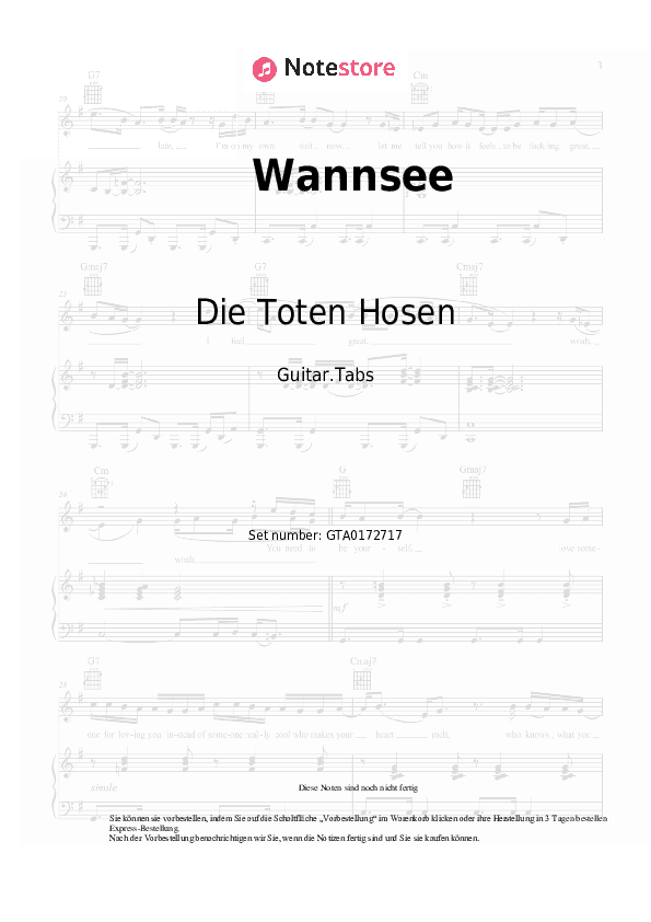 Tabs Die Toten Hosen - Wannsee - Gitarre.Tabs