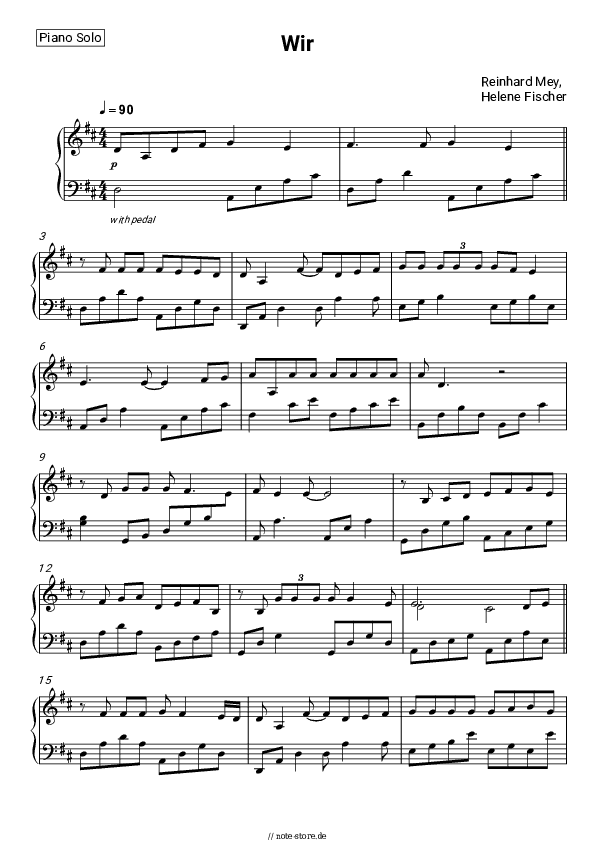 Noten Reinhard Mey, Helene Fischer - Wir - Klavier.Solo