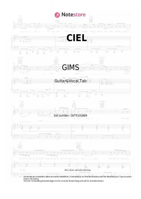 Akkorde und Gesang GIMS - CIEL - Gitarre&Gesang.Tabs