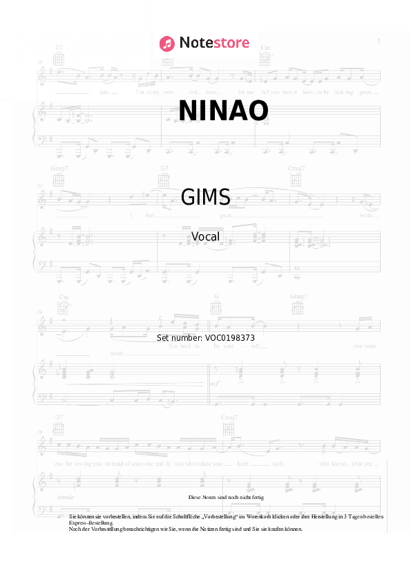 Noten GIMS - NINAO - Gesang