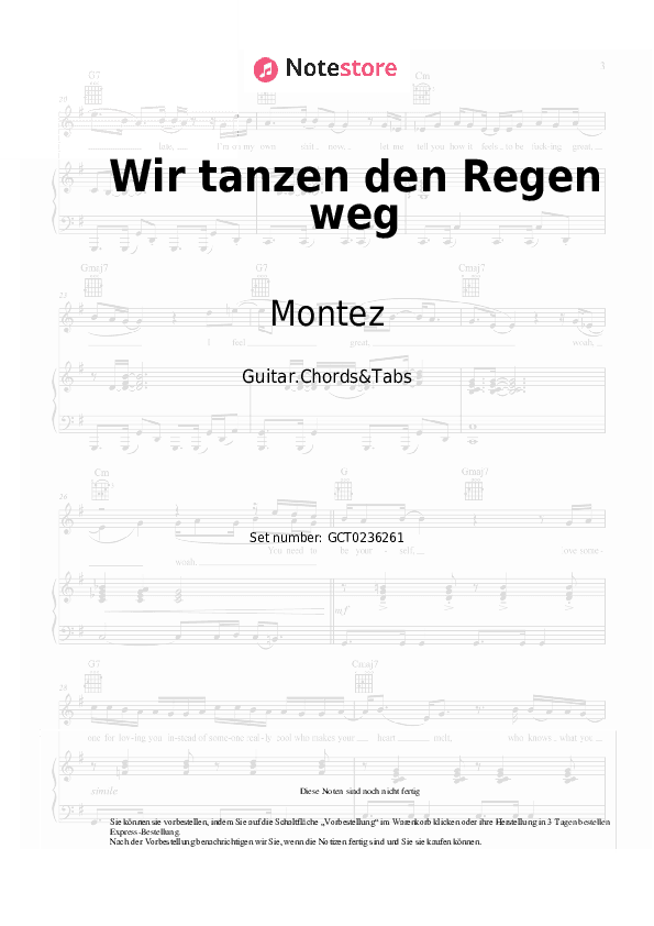 Akkorde Montez - Wir tanzen den Regen weg - Gitarren.Akkorde&Tabas