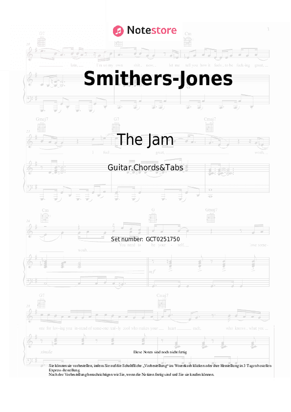 Akkorde The Jam - Smithers-Jones - Gitarren.Akkorde&Tabas