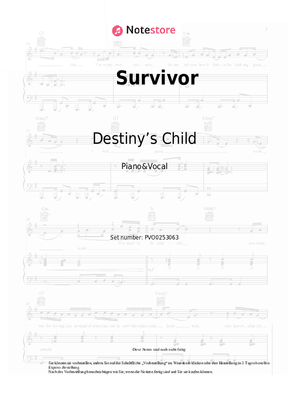 Noten mit Gesang Destiny’s Child - Survivor - Klavier&Gesang