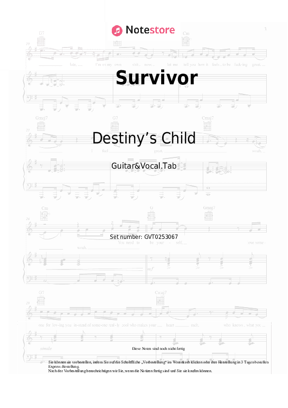 Akkorde und Gesang Destiny’s Child - Survivor - Gitarre&Gesang.Tabs