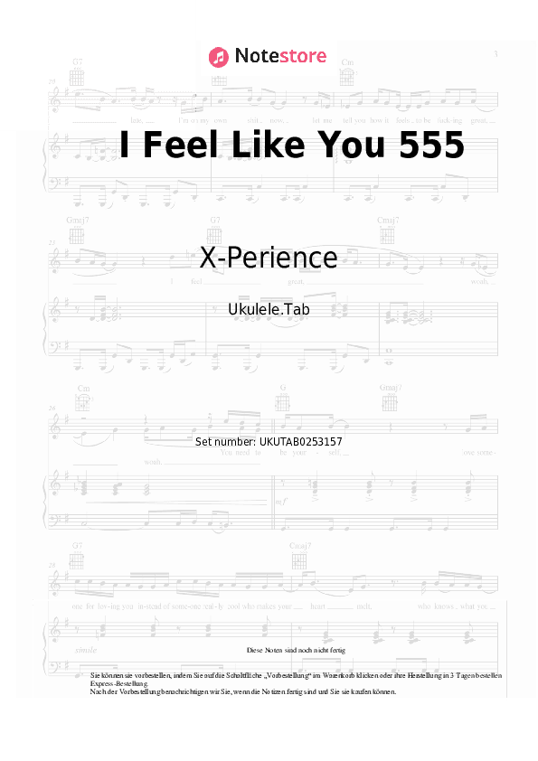 Noten X-Perience - I Feel Like You 555 - Ukulele.Tabs