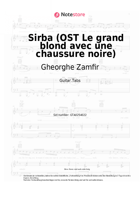 Tabs Gheorghe Zamfir - Sirba (OST Le grand blond avec une chaussure noire) - Gitarre.Tabs