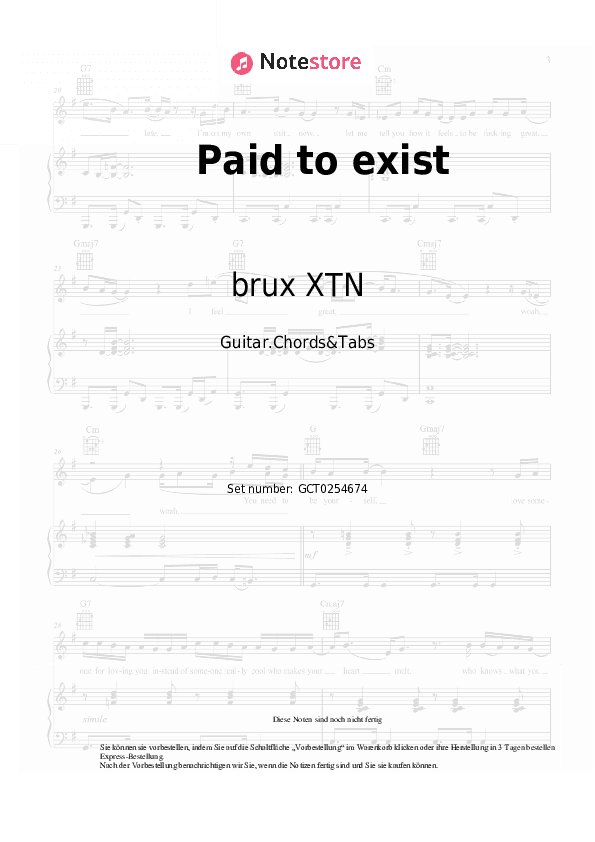 Akkorde brux XTN - Paid to exist - Gitarren.Akkorde&Tabas