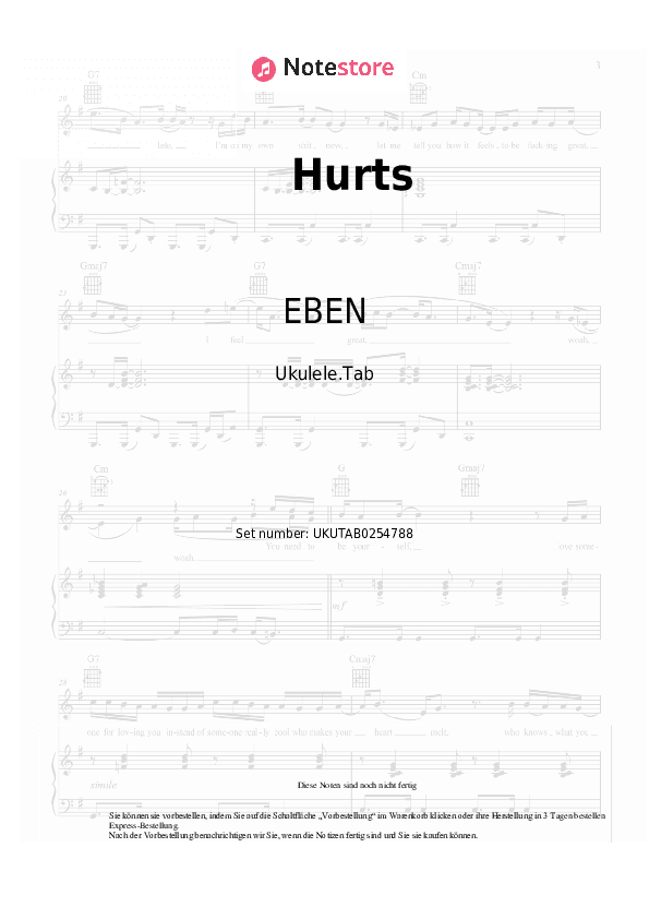Noten EBEN - Hurts - Ukulele.Tabs