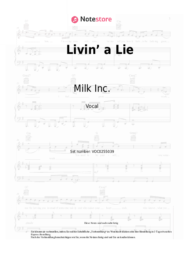 Noten Milk Inc. - Livin’ a Lie - Gesang