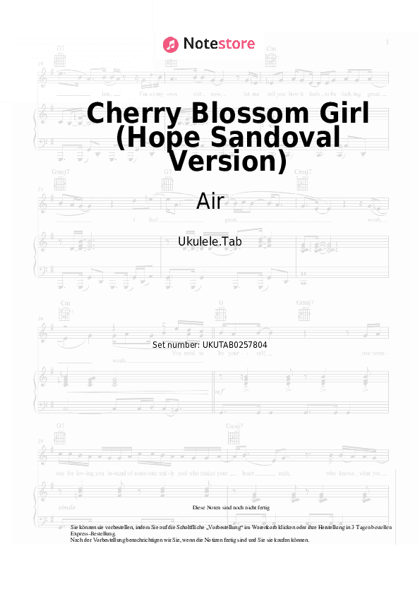 Noten Air - Cherry Blossom Girl (Hope Sandoval Version) - Ukulele.Tabs