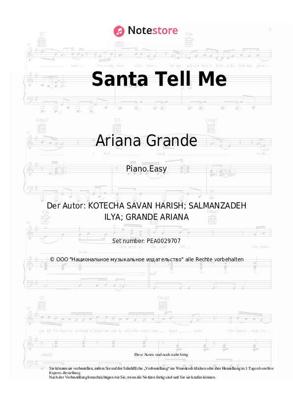 Einfache Noten Ariana Grande - Santa Tell Me - Klavier.Einfach