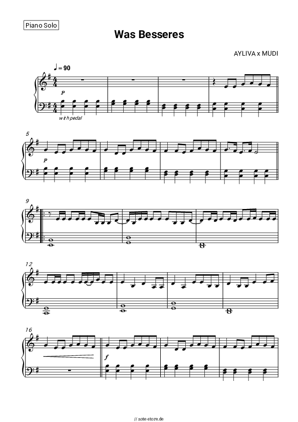 Noten AYLIVA, Mudi - Was Besseres - Klavier.Solo