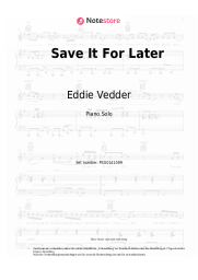 Noten, Akkorde Eddie Vedder - Save It For Later