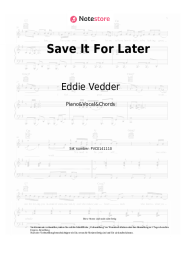 Noten, Akkorde Eddie Vedder - Save It For Later