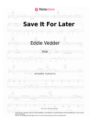 Noten, Akkorde Eddie Vedder - Save It For Later