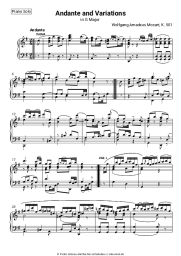 Noten, Akkorde Wolfgang Amadeus Mozart - Andante and Variations in G Major, K. 501