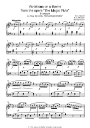 Noten, Akkorde Wolfgang Amadeus Mozart - Variations on a theme from the opera 'The Magic Flute'