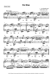 Noten, Akkorde Ludwig van Beethoven - Für Elise (Bagatelle No. 25 in A minor)